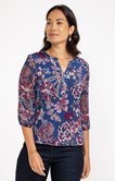 Tee-shirt col mao bi-matière