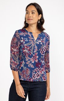 Tee-shirt col mao bi-matière