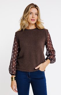 Tee-shirt 2-en-1 manches imprimées pois