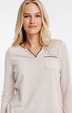Tee-shirt col mao brodé