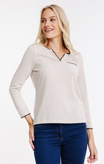 Tee-shirt col mao brodé