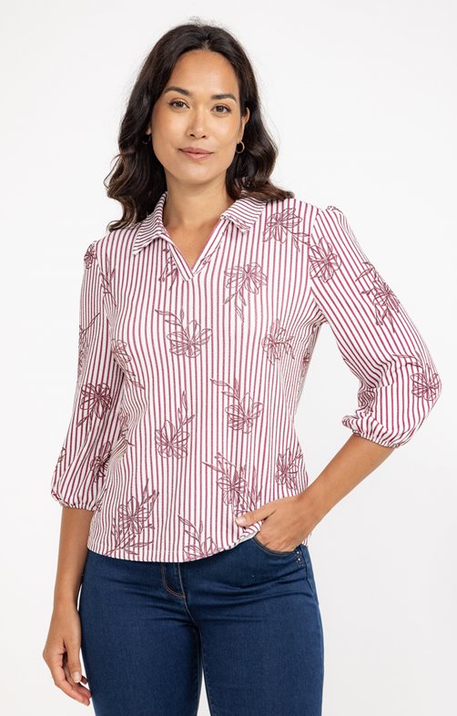 Tee-shirt col polo manches 3/4