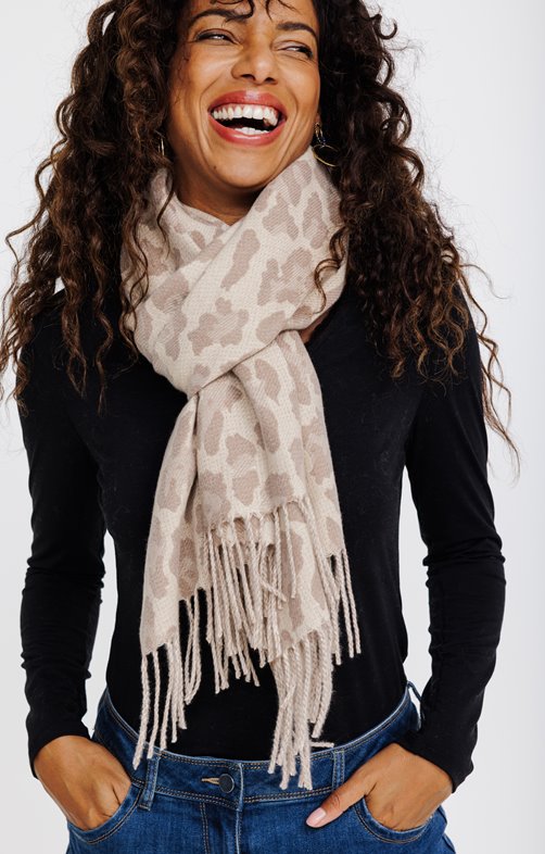Foulard jacquard chaud léopard