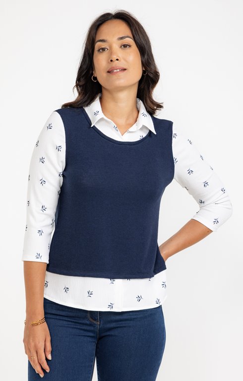 Tee-shirt 2-en-1 manches 3/4