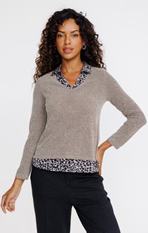 Pull 2-en-1 imprimé léopard