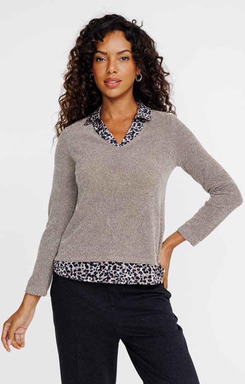 Pull 2-en-1 imprimé léopard