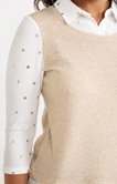 Tee-shirt 2-en-1 manches 3/4 col chemise