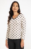 Tee-shirt à pois et manches longues