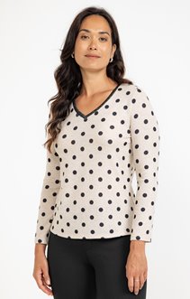 Tee-shirt à pois et manches longues