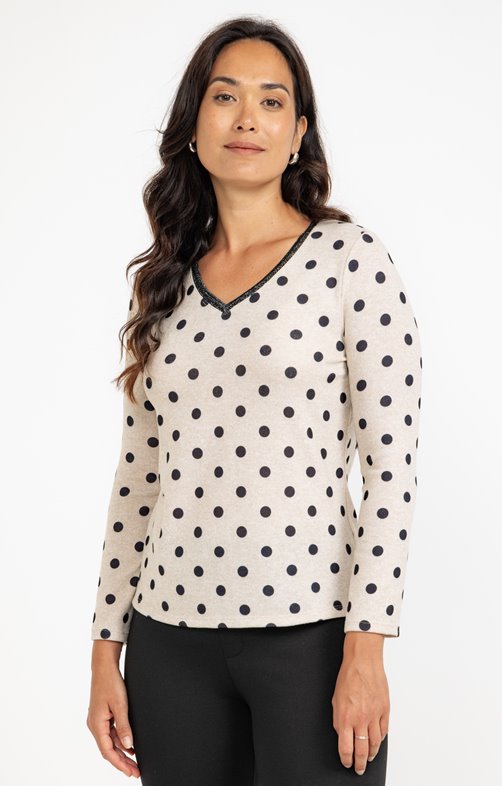 Tee-shirt à pois et manches longues