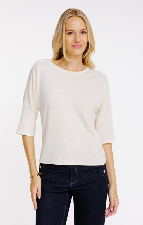 Tee-shirt uni manches 3/4 et col rond