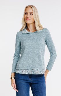 Tee-shirt 2-en-1 col chemise