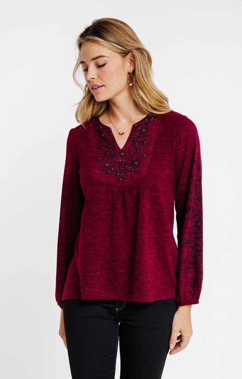 TEE-SHIRT COL TUNISIEN MANCHES LONGUES