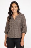TEE-SHIRT IMPRIME, COL MAO, MANCHES 3/4