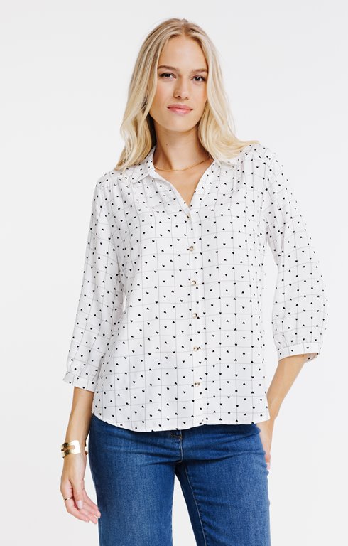 Chemise à carreaux imprimé coeur