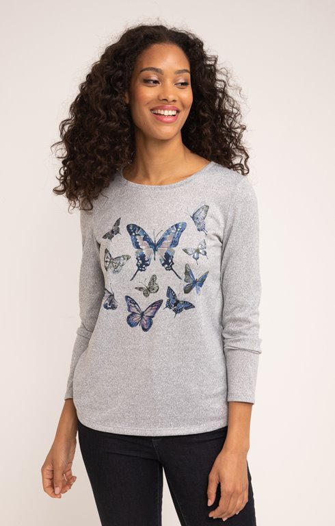Tee-shirt chiné motif papillon