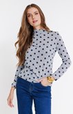 Tee-shirt à pois et col montant