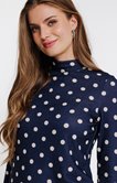 Tee-shirt à pois et col montant