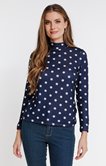 Tee-shirt à pois et col montant