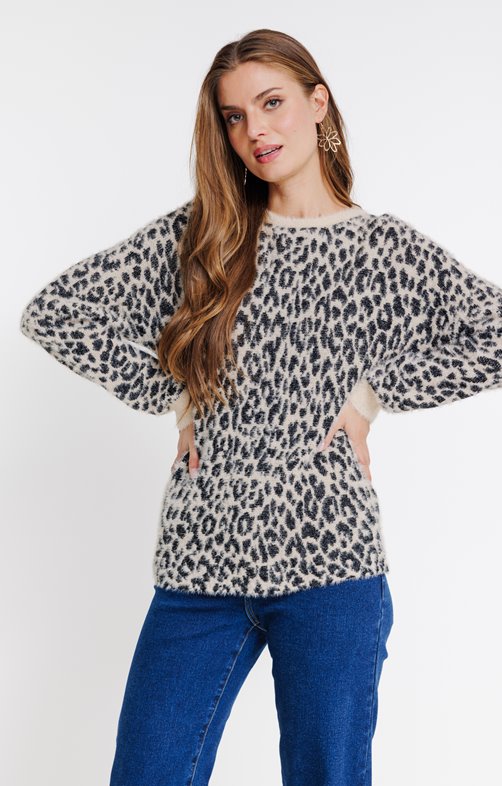 Pull jacquard léopard all over