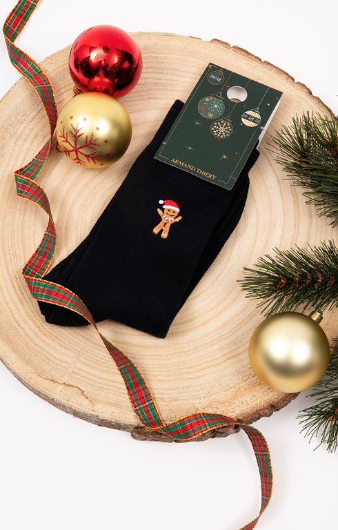 Chaussettes brodées biscuit