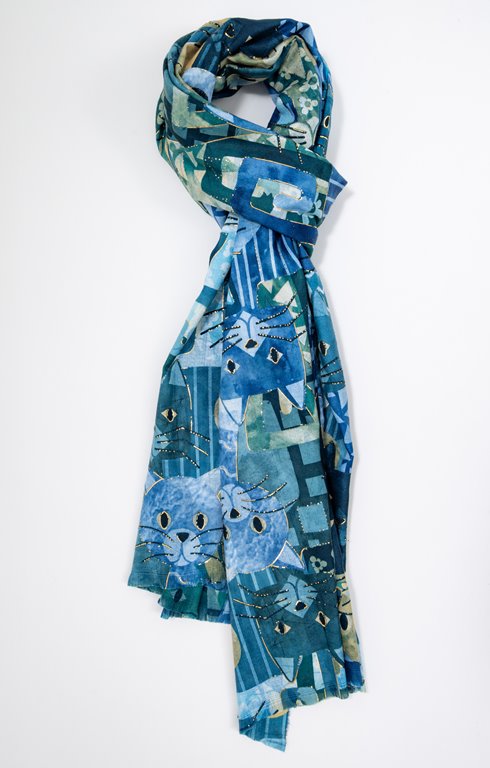 Foulard voile chaud imprimé chats