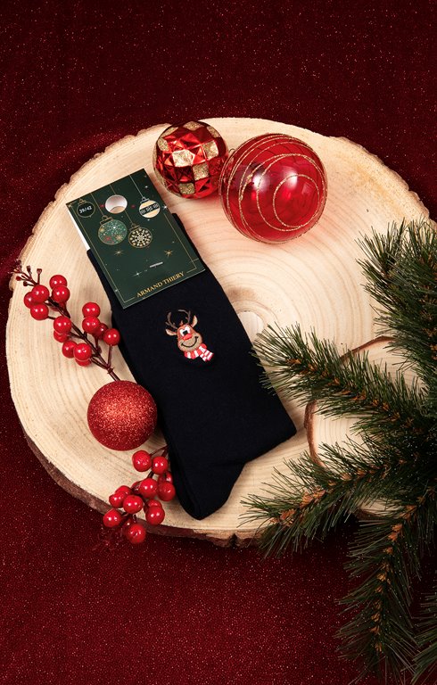 Chaussettes brodées renne