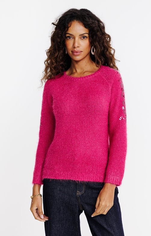Pull avec perles et sequins