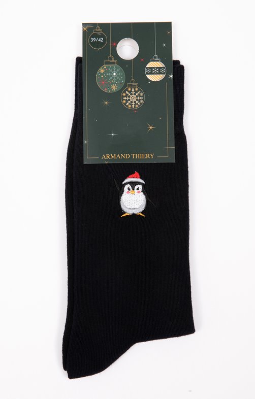 Chaussettes brodées pingouin