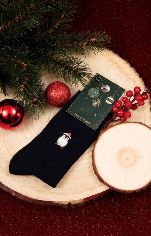 Chaussettes brodées pingouin
