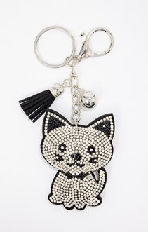Porte clé chat strass