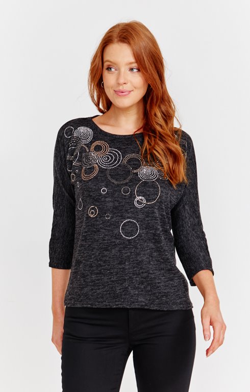 Pull manches longues avec strass