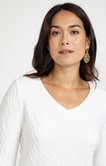 TEE-SHIRT UNI MANCHES LONGUES, COL V