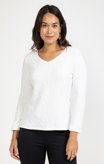 TEE-SHIRT UNI MANCHES LONGUES, COL V
