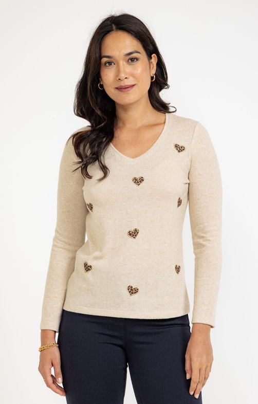 TEE-SHIRT IMPRIME COEUR LEOPARD