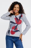 TEE-SHIRT IMPRIME  FLEURS, COL ROND