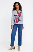 TEE-SHIRT IMPRIME  FLEURS, COL ROND
