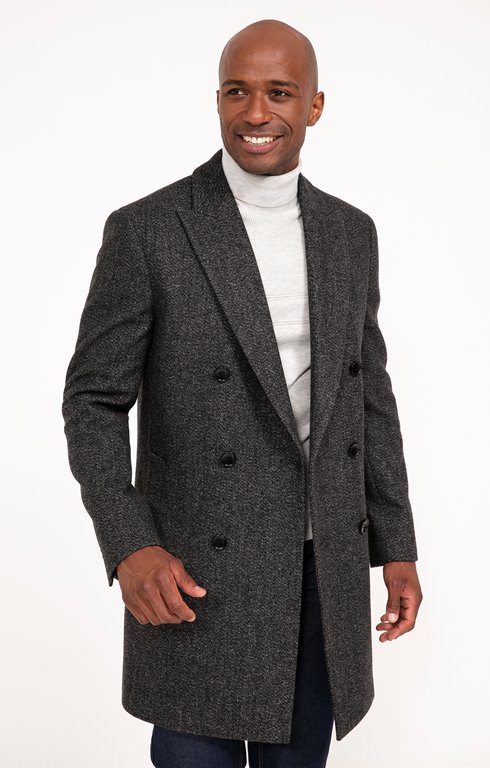 Manteau mi-long croisé double boutonnage