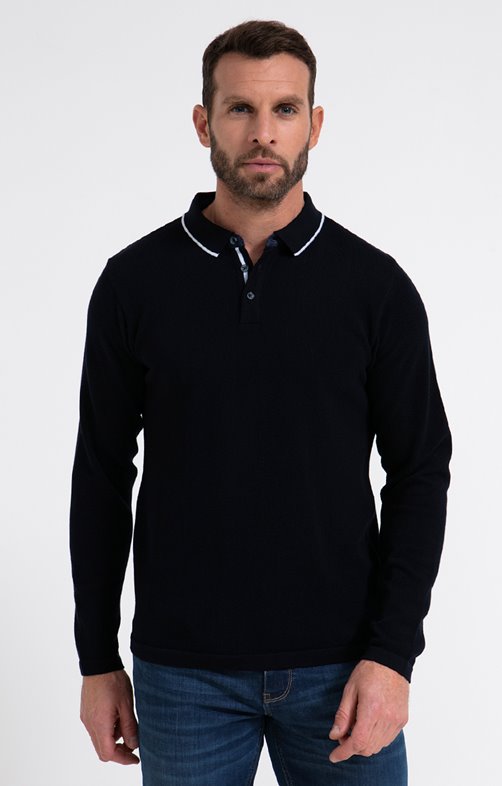Pull avec col polo détails rayures