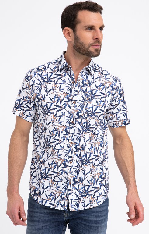 Chemise à motif tropical manches courtes