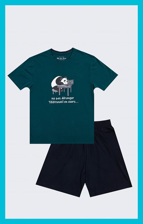 Pyjama court Télétravail en cours