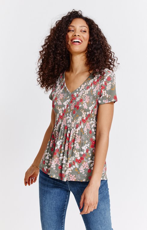 Tee-shirt plissé imprimé floral