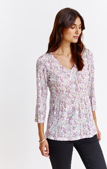 Tee-shirt plissé imprimé floral
