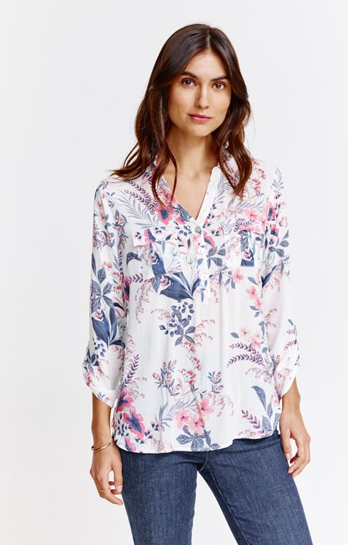 Tunique col chemise imprimé floral