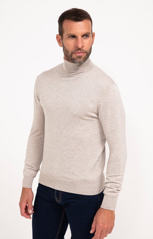 Pull col roulé uni