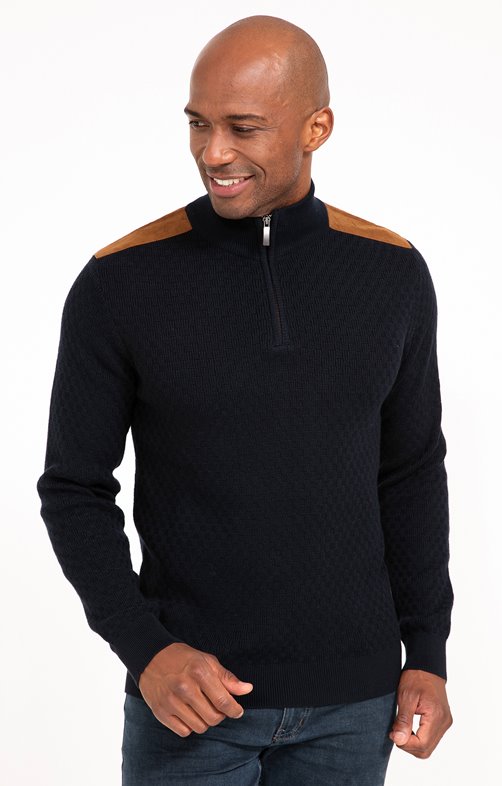 Pull col montant Damier