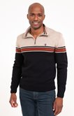 Pull col rond rayé brique