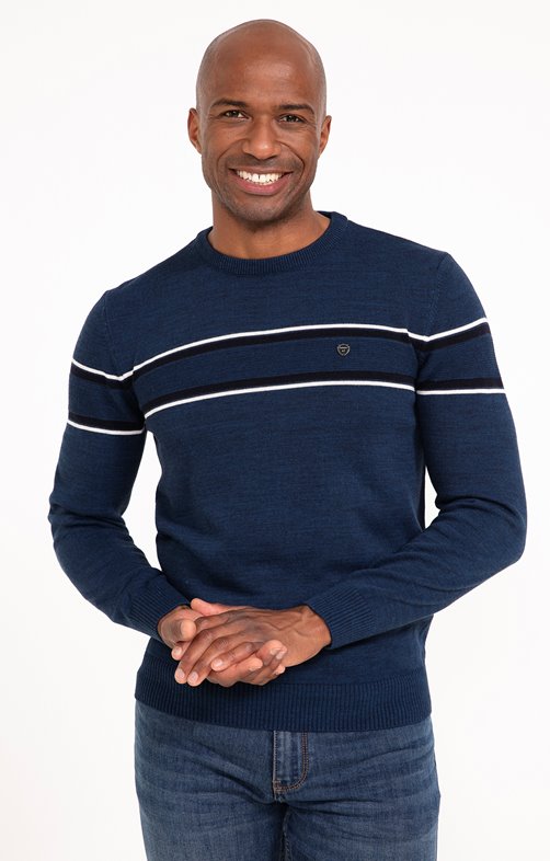 Pull col rond rayé Lagon