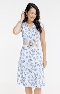 Robe midi bouton rayée