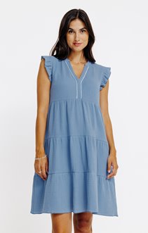 Robe coton décorée piping 